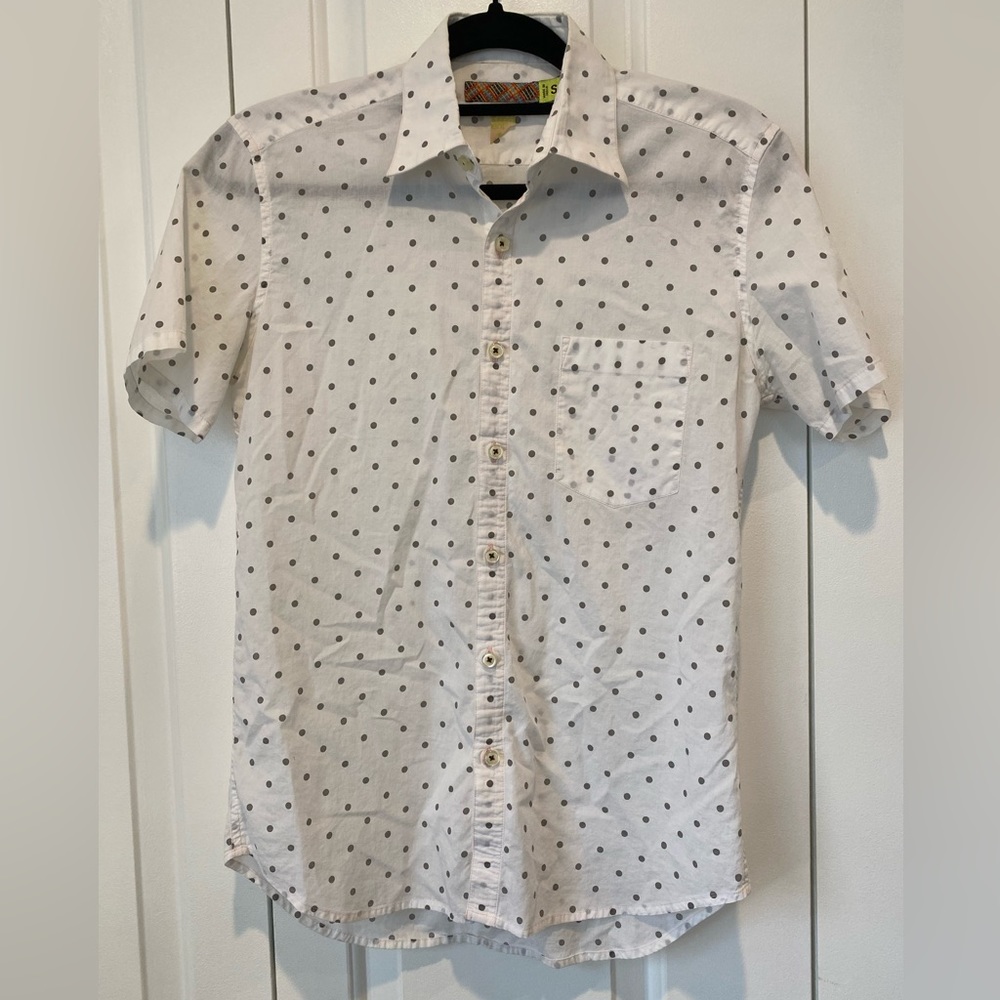 Modern Amusement Polka Dots Button Up Shirt Size Small